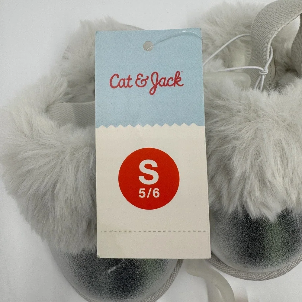 Cat & Jack Lila Metallic Silver Scuff Slippers Toddler S 5/6 NWT